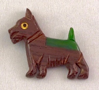 BP655 wood/bakelite scottie dog pin